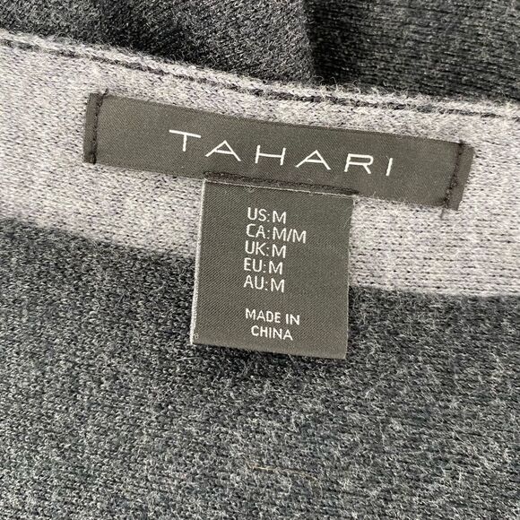 Tahari Gray Soft Color Block 3/4 Sleeves Pockets Slits Tunic Sweater Dress M - Picture 9 of 10